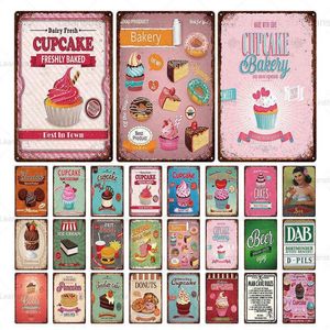 Pink Cake&Donuts&Ice-cream Tin Sign Vintage Metal Poster Iron Sheet Decor For Club Bar Restaurant Cafe Painting Wall Home Decor H12955
