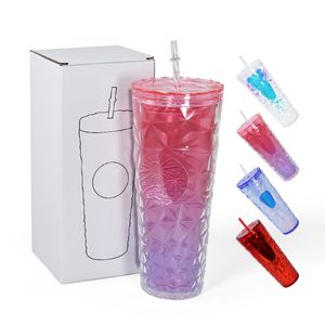 Tumblers 24Oz Studded Fish Scale Shape Of PS With Flat Lid Insulated Drinkware Juice Cup 0412