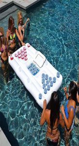 6 fot flytande öl pong bord 28 kopphållare uppblåsbara poolspel flyter för sommarfest kylare lounge vatten raft1031995