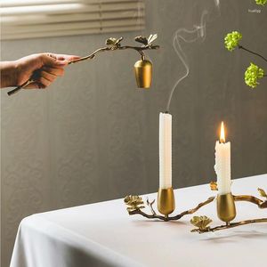 Candle Holders Copper Brass Stylish Tabletop Holder Stick Butterfly Ginkgo Leaf Shape With Stand Houlder For Home Decor