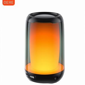 QERE HF22 Mini Portable Wireless Speaker Outdoor Subwoofer With Led Flashing Colorful Metal Bass Speaker