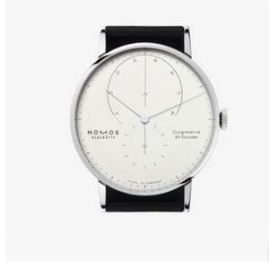 Nomos 새로운 모델 브랜드 Glashutte Gangreserve 84 Stunden Automatic Wristwatch 남자 패션 시계 화이트 다이얼 검은 가죽 탑 165t