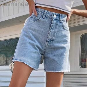 Shorts Women's Lucyever Blue Denim Shorts Summer Button Waist Casual Jean Shorts Streetwear Straight Short Pants ldd240312