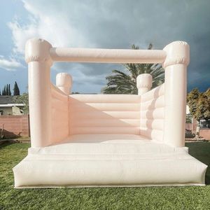 4,5x4,5 m (15x15ft) PVC Uppblåsbar studshus som hoppar vitt bouncy slott bouncer slott jumper med fläkt för bröllopshändelser fest vuxna och barn leksaker-m