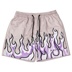 Kinetic Designer Men's Performance Shorts-新しい夏コレクション、Flame Graphic、Quick Dry、Breseable、Casual Basketball-Fit