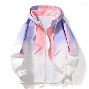 Women's Jackets 2024 Summer Tie Dye Hooded Jacket Women Windproof Breathable Clothing Clothes Female Quick Dry Windbreaker Plus 4XL