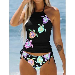 Swim Wear Sexy Summer Womens Swimwear Fashionable Print Tankini Two Piece Beach Costume Aquatic Sports 240311