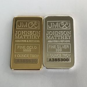 4 PCS Manyetik Olmayan Diğer Sanat ve El Sanatları Amerika JM Coin Johnson Matthey 50 x 28 mm Altın Gümüş Kaplama Külçe Barı