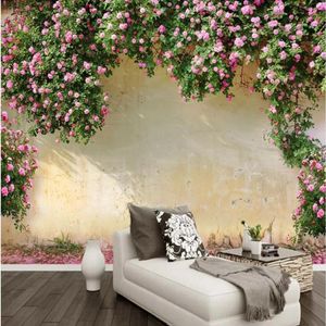 Papel de parede 3d com mural de parede, fundo de rosa, decoração de parede, sala de estar, quarto, plano de fundo de tv, revestimento de parede para paredes 3 d, murais de flores275e