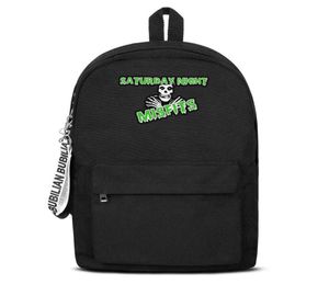 Klassischer MISFITS Saturday Night Canvas-Büchertasche, einfacher Rucksack, verstellbar, für Schule, Studenten, Business, Tagesrucksack, Art Skull Show Misfits log5102020