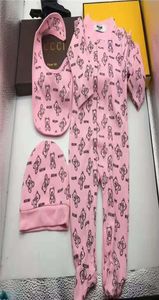 Baby Boys Girls Romper Long Sleeve Cotton Jumpsuit Hat Bib 3pcsset Toddler Infant Romper Climbing Clothes for 8099188