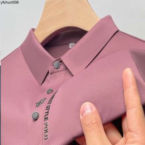 Verão negócios high-end cor sólida de alta qualidade manga curta camisa polo gola lapela nova moda masculina casual sem vestígios Printingm-4xl {categoria}