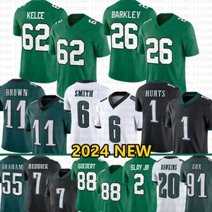 26 Saquon Barkley Jason Kelce Jalen Futbol Jersey Aj Brown Kelly Green Devonta Smith Brian Dawkins Haason Reddick Darius Slay Goedert Mailata Reggie Beyaz