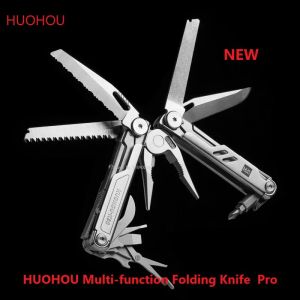 Kontroll Huohou Portable Multifunction Folding Knife Pro Multitool Bottle Opener Screwdriver Hacksaw Scissors för utomhusöverlevnad också