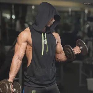 Canottiere da uomo Canottiere con cappuccio senza maniche Sport Fitness Allentati Muscolari Parte superiore del corpo Abiti da allenamento sottili