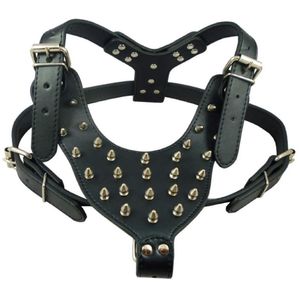 Large Dog Rivets Spiked Studded PU Leather Dog Harness for Pitbull Large Breed Dogs Pet Products204w