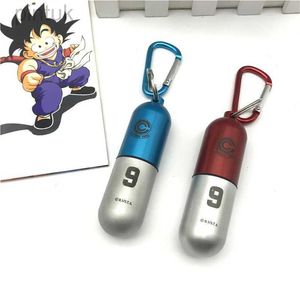 Keychains Lanyards Waterproof Outdoor Medicine Pill Container Anime Bulma Capsule Portable Metal Keychain Aluminium Case Anime Metal Waterproof Box LDD240312