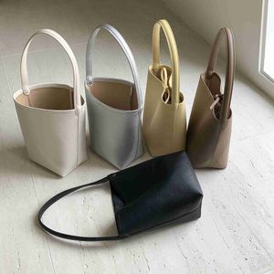 HBP Non-Brand Damen-Umhängetasche im japanischen natürlichen Stil, weiches PU-Leder, lässige Hand, einfache einfarbige Handtasche, große Damen-Eimertaschen