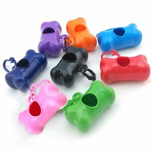 Dispensador de saco de resíduos para animais de estimação, acessórios para sacos de cocô de cachorro, forma de osso, plástico, pequeno, cão, resíduos, sacos de cocô, suporte 263i