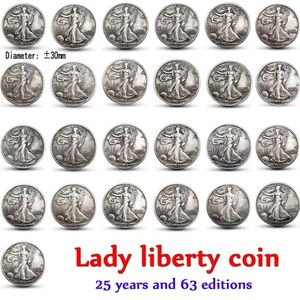 63PCS American Complete zestaw Lady Liberty Old Color Craft Copy Monety Art Collect285k