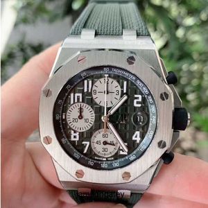 Klasyczny minimalistyczny AP Watch Royal Oak Offshore Series 26238Ti Titanium stop Green Dial Matus Fashion Sports Machinery Time Watch