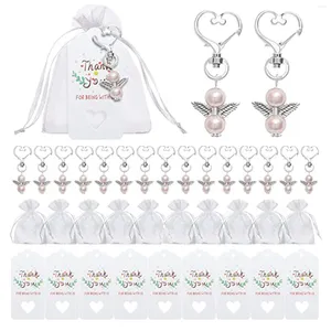 Keychains 40 Sets Pearl Angel With Heart-Shape Keychain Wedding Favor Set Include Gift Bags A