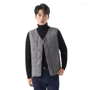 Men's Vests Ultra Light Down Collarless Autumn Winter Thick Lamb Cashmere Fashion Streetwear Warm Cozy Solid Waistcoats Ropa
