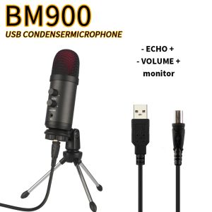 Микрофоны BM900 USB-микрофон для записи/стриминга/игр Профессиональный микрофон для ПК/ноутбука Управление громкостью голоса