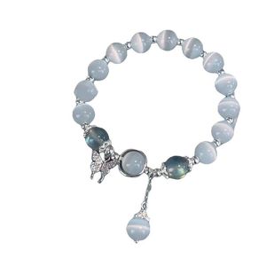 ファッションデザイナーブレスレット女性韓国模倣オパールブレスレットシンプルなペンダントブレスレットINS MOONSTONE CRYSTAL BEAD MOON JEWELRYギフト