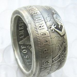 HB11 Handgemachter Münzring von HOBO Morgan Dollars Verkauf für Herren- oder Damenschmuck US-Größe 8-16161c