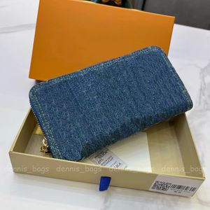 Designer plånböcker denim blå nytt modemynt fickkorthållare interiör blixtlåsfick kvinnor lång plånbok