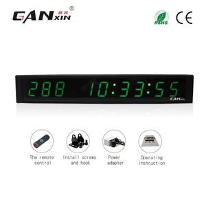 Ganxin1 polegada 9 dígitos led relógio de parede cor verde led dias horas minutos e segundos led temporizador relógio contagem regressiva com controle remoto contro264y