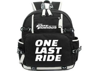 Fast Furious Backpack One Last Ride Daypack The Fate Schoorbag ​​Leisure Rucksack Sport School Bag 야외 하루 팩 3726321