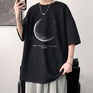 Camiseta masculina de manga curta de verão, camisa inferior da moda, meia manga, esportes casuais, camiseta masculina solta