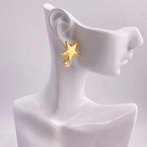 Designer Letter European och American Fashion Metal Style Five Pointed Star Earrings Fashion Light Luxury Zircon Earrings Advanced Designörhängen