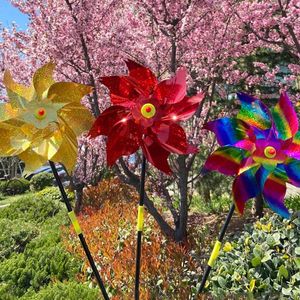 Garden Decorations Bird Repellent Devices With Stakes Outdoor Scare Colorful Deterrent Windmill Lawn Decoration