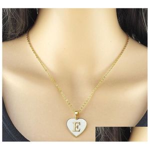 Pendant Necklaces Titanium Steel Heart Shaped Shell Necklace With 26 Initial Letters For Women Letter Pendant Necklaces Chains Drop De Otre5