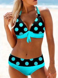 Swim Wear Canter Dot Bikini 2024 Kobiety stroje kąpielowe Wysoki stan Push Up Up Up Up Sakpiewear Ladies Plaży Summer Szybkie kąpiel kąpielowe sportowe sport 240311