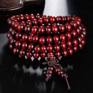 Bangle 6mm Natural Sandalwood Buddhist Beads Armband 108 Pärlor Buddha Meditation Bön Trä Bead Armband Lager Bangles Män kvinnor LDD240312