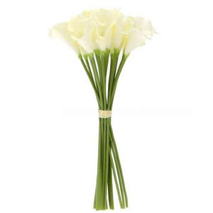 Presentes para mulheres 18x flores artificiais de lírio de calla buquê de haste única longa decoração de casa real colorido cremoso Y211229254G