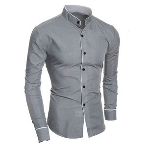 2023 homens de luxo casual camisa formal fino ajuste manga longa camisa branca masculino confortável vestido social camisas marca roupas dos homens 240312