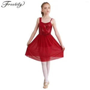 Dziewczyny sukienki dla dzieci liryczna sukienka taneczna Łacińska jazzowy balet latard kwiat cekiny bez rękawów taneczna odzież nowoczesny współczesny kostium
