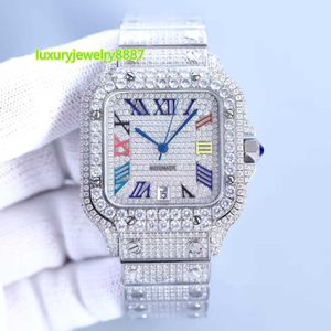 إصدار جديد من الماس Moissanite Watch Rose Gold Gold Silver Sybleton Watches Pass test Quartz Movement Top Men Luxury Full Iced Out Out Out Watches with Box