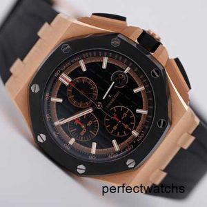 Высококачественные часы AP для отдыха Royal Oak Offshore 26401RO Мужские спортивные часы из розового золота с черным керамическим хронографом Автоматические швейцарские часы для отдыха Диаметр 41 мм