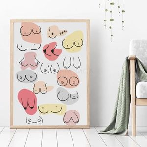 Gemälde Linie Aquarell Poster und Drucke Brüste Boobie Kunst Titten Druck Brust Leinwand Malerei Körper Wandbilder Schlafzimmer Zuhause De242n