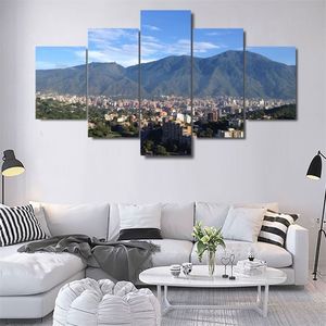 5 -częściowa sztuka Avila Caracas Mountain Canvas Fanvas Painting Wall Art Plakat Nowoczesne domowe dekoracja salonu zdjęcia 210310273r