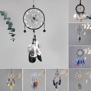 8 designs vintage artesanal rede de apanhador de sonhos com pingente de pena carro pendurado decoração de casa ornamento arte artesanato presentes207c