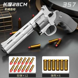 Gun Toys Gun Toys ZP5 357 Mechanical revolver automatic launcher gun for continuous shooting soft toy dart ball gun outdoor gun for adult children 2400308