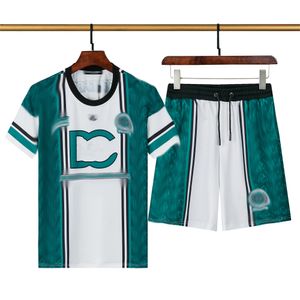 2024new green Set di abbigliamento sportivo Polo da uomo di marca primaverile ed estiva, tuta da fitness, set da due pezzi di abbigliamento sportivo da jogging, T-shirt stampata pantaloncini a maniche corte m-3XL