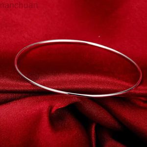 Bangle Women 925 Sterling Silver Fine Simple Circle Bangle Armband Fashion Party Populära varumärken Jewelry Girl Student Christmas Gifts LDD240312